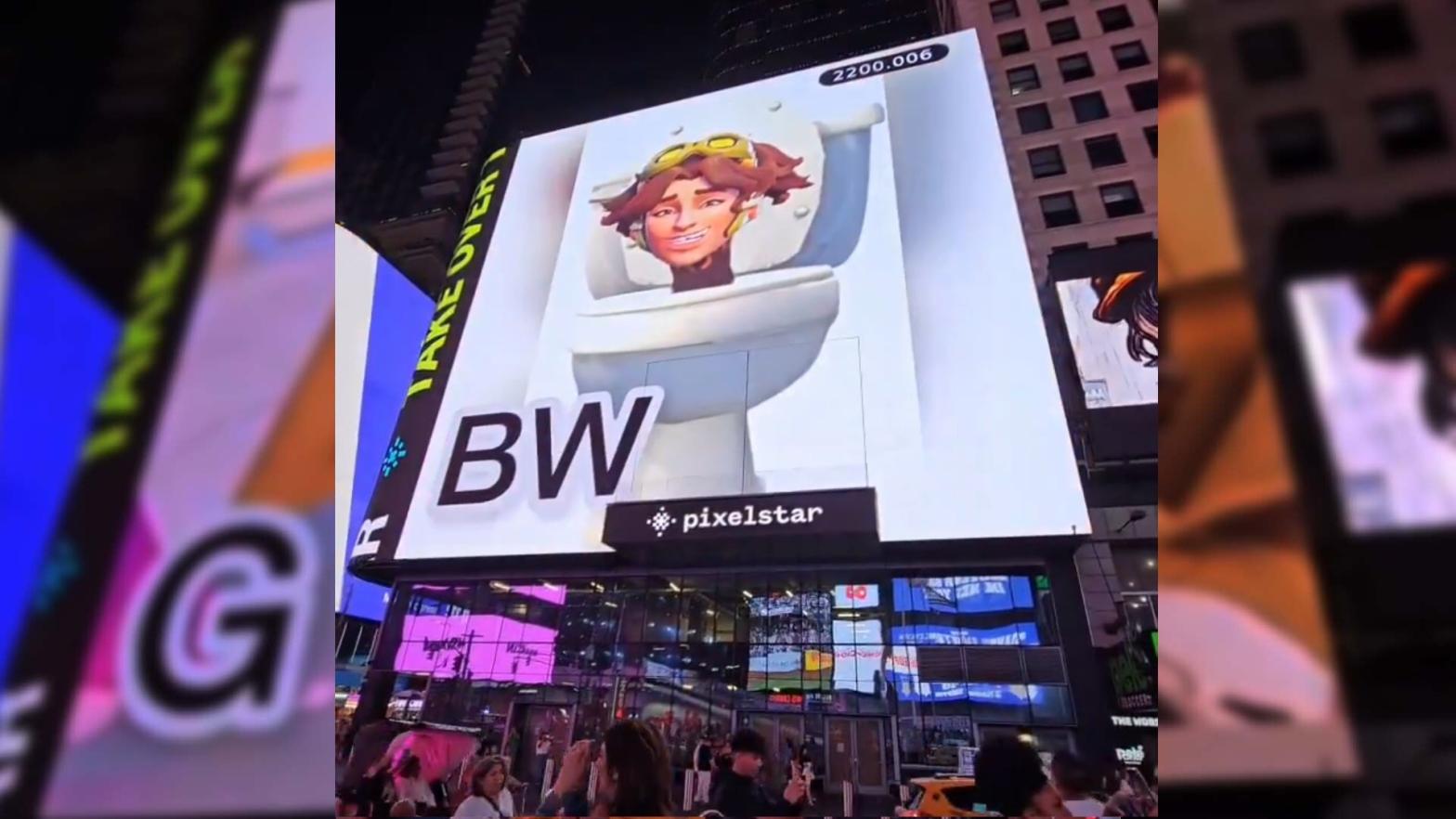 How A Skibidi Toilet Overwatch 2 Meme Ended Up On A Times Square Billboard