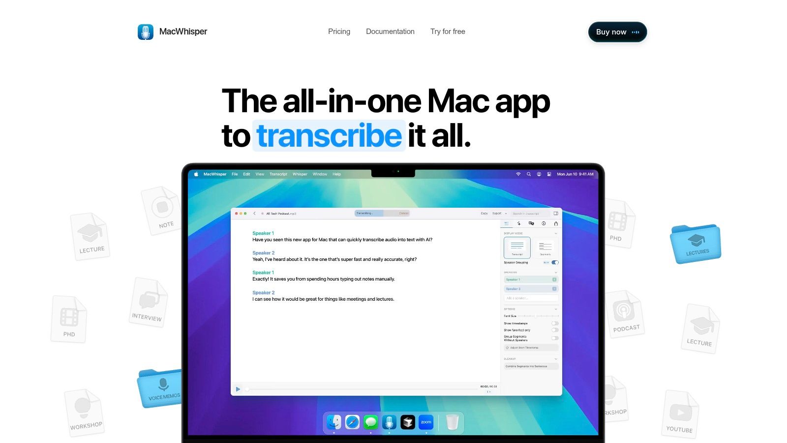 MacWhisper (Mac) / Whisper Transcription family