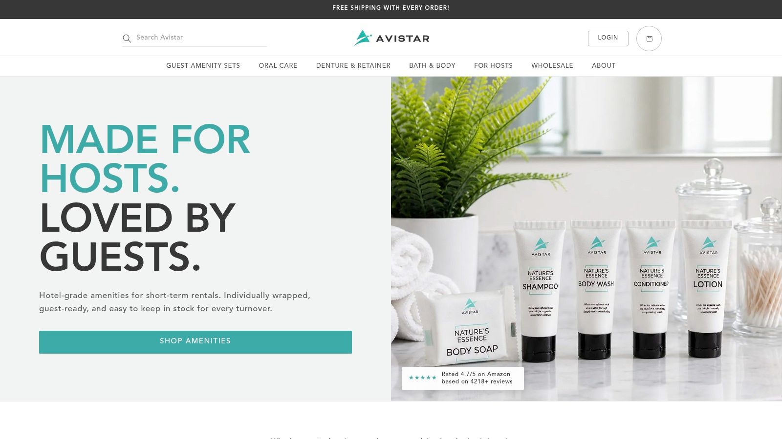 Avistar guest bathroom amenities